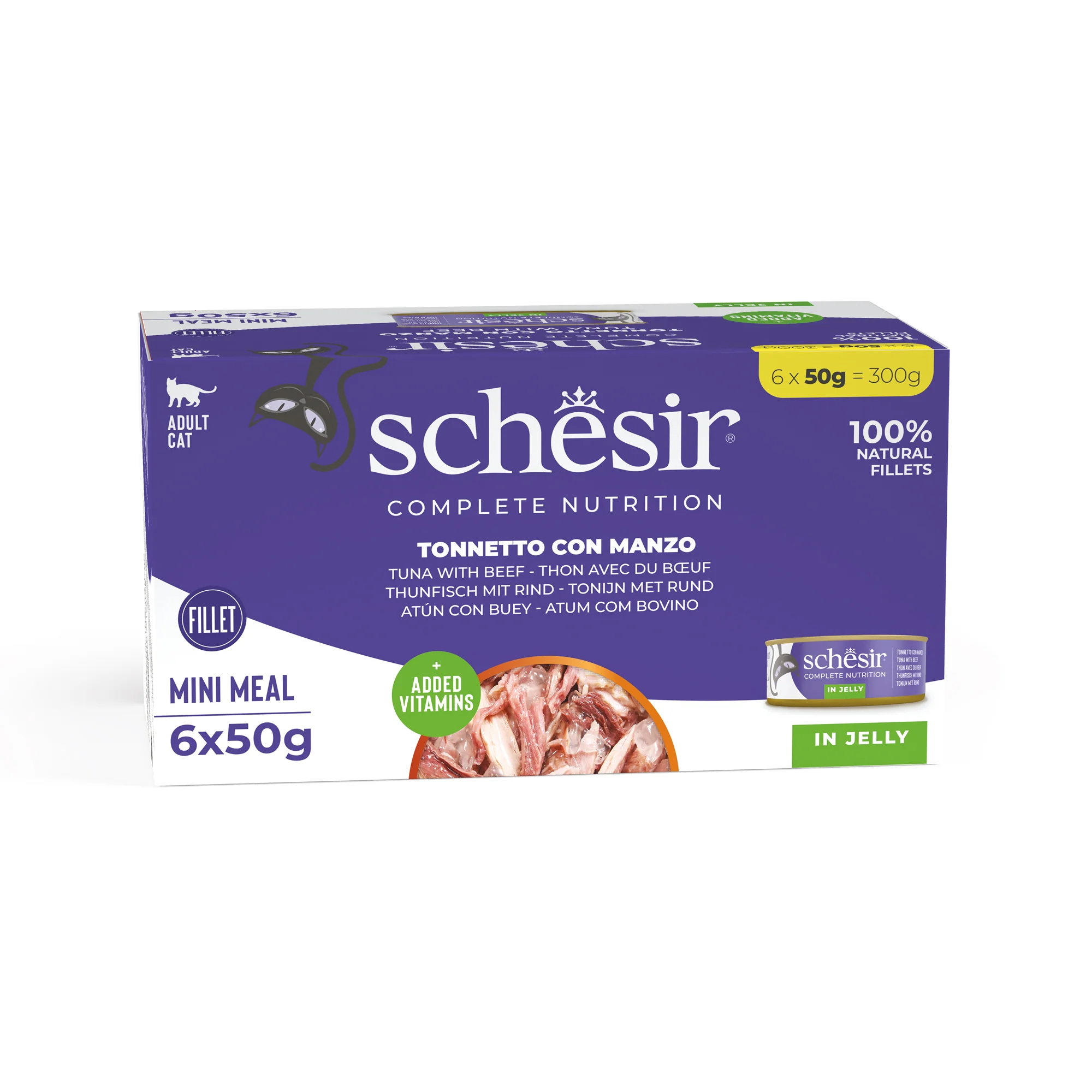Schesir Tonijn met Rundfilet - Multipack 6 Stuks 6x50 gr