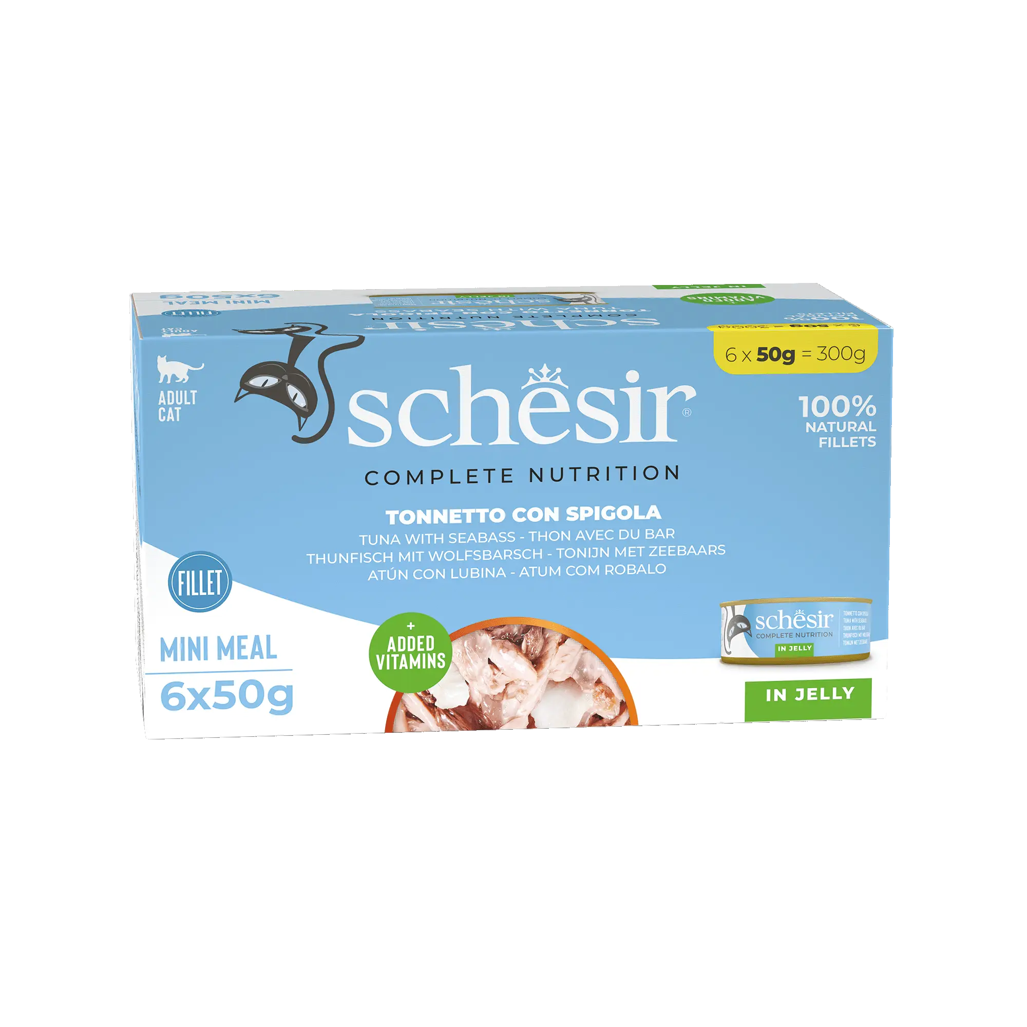 Schesir Natvoer Tonijn met Zeebaars Multipack 6 stuks 6x50 gr