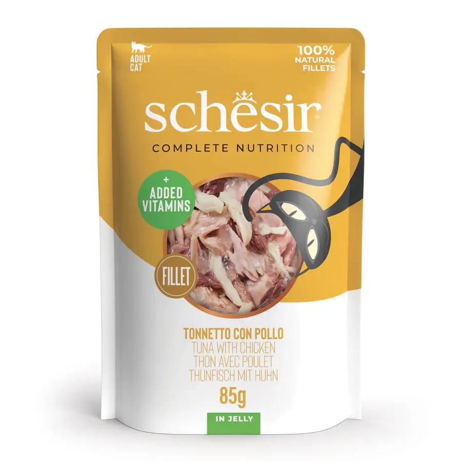 Schesir Tonijnfilet en Kip in Gelatine 85 gr