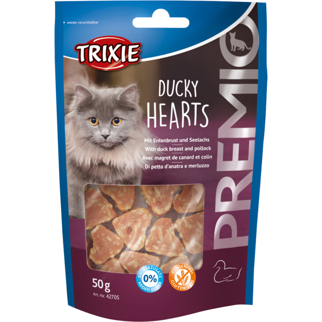 Trixie Kattensnacks Hearts, eend/stokvis 50 GR