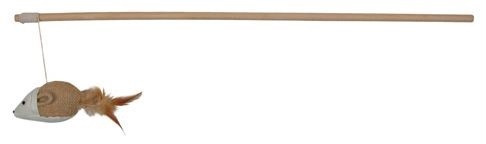 Trixie Jute speelhengel muis met veren 50 cm