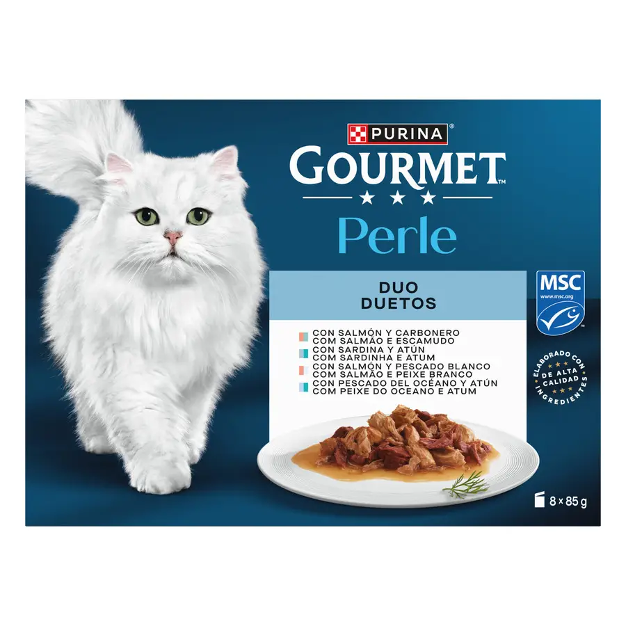 Gourmet Natvoer fijne plakken Duo met zeedier 680 gr 8x85 gr