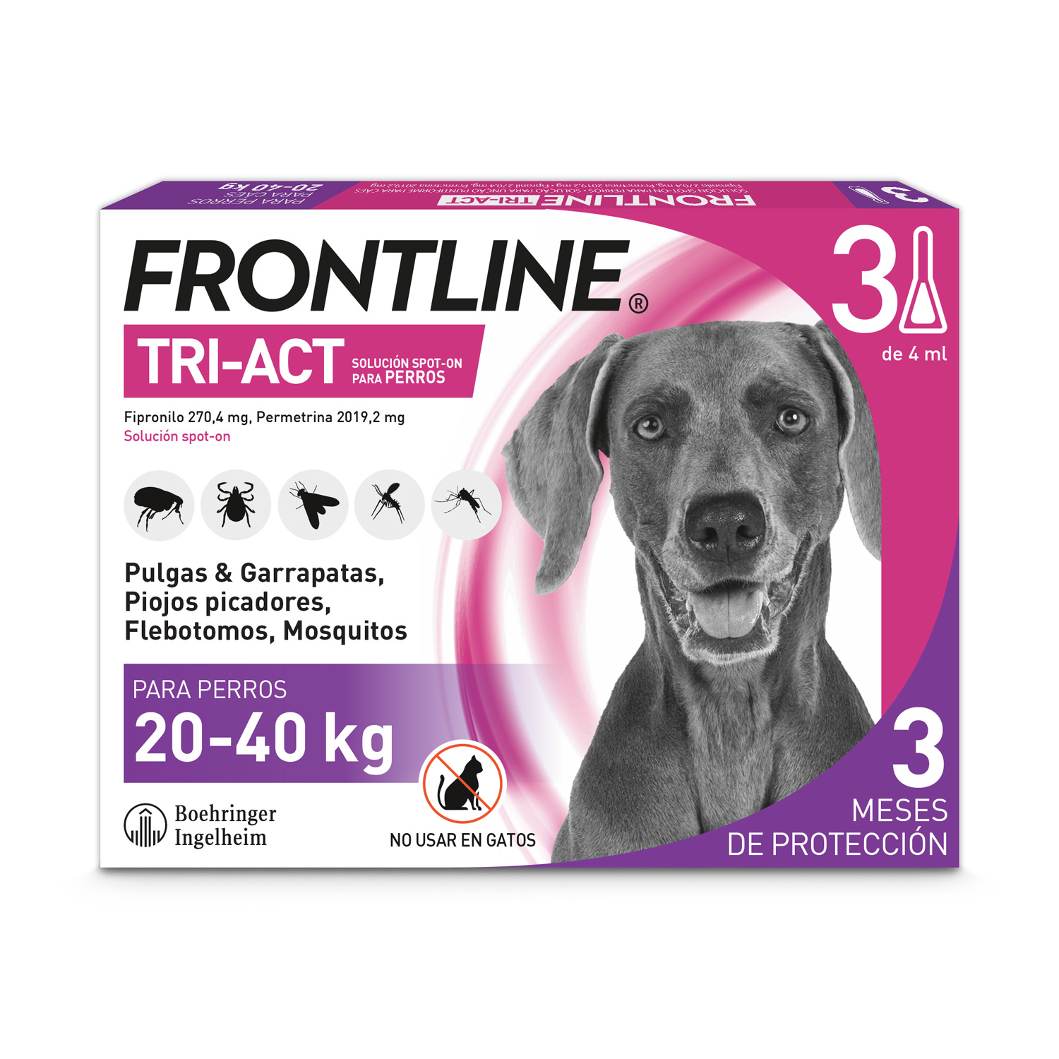 Frontline Pipetten Tri-Act Grote rassen 20-40 Kg 3 Pipetten