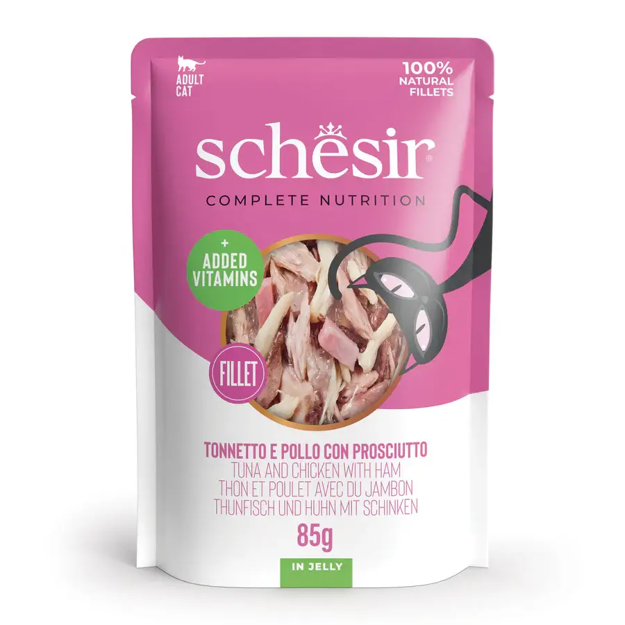 Schesir Natvoer met tonijn, kip en ham voor katten 85 gr