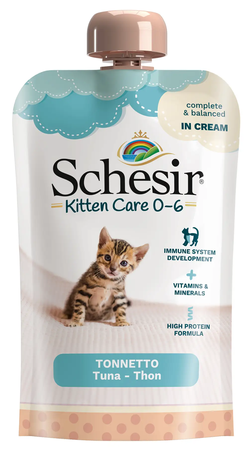 Schesir Tonijncrème voor kittens – natvoer 150 GR