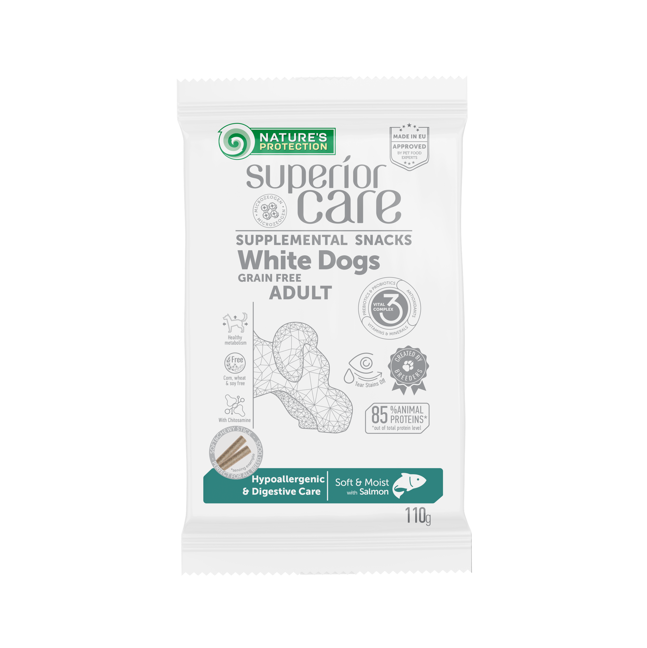 Nature's Protection Graanvrije hypoallergene zalmsnack voor de spijsvertering 110 GR