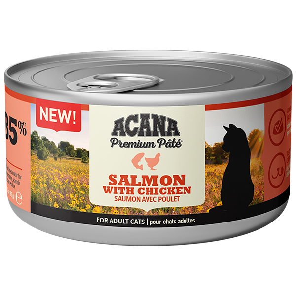 6x Acana Premium zalmpaté met kip voor katten 85 gr