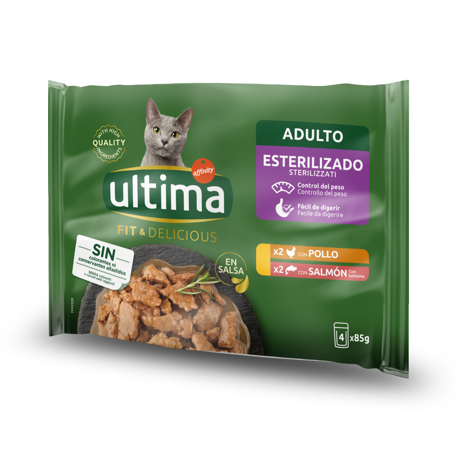 Ultima Fit&Delicious multipack natvoer met kip en zalm voor katten 4x85 gr