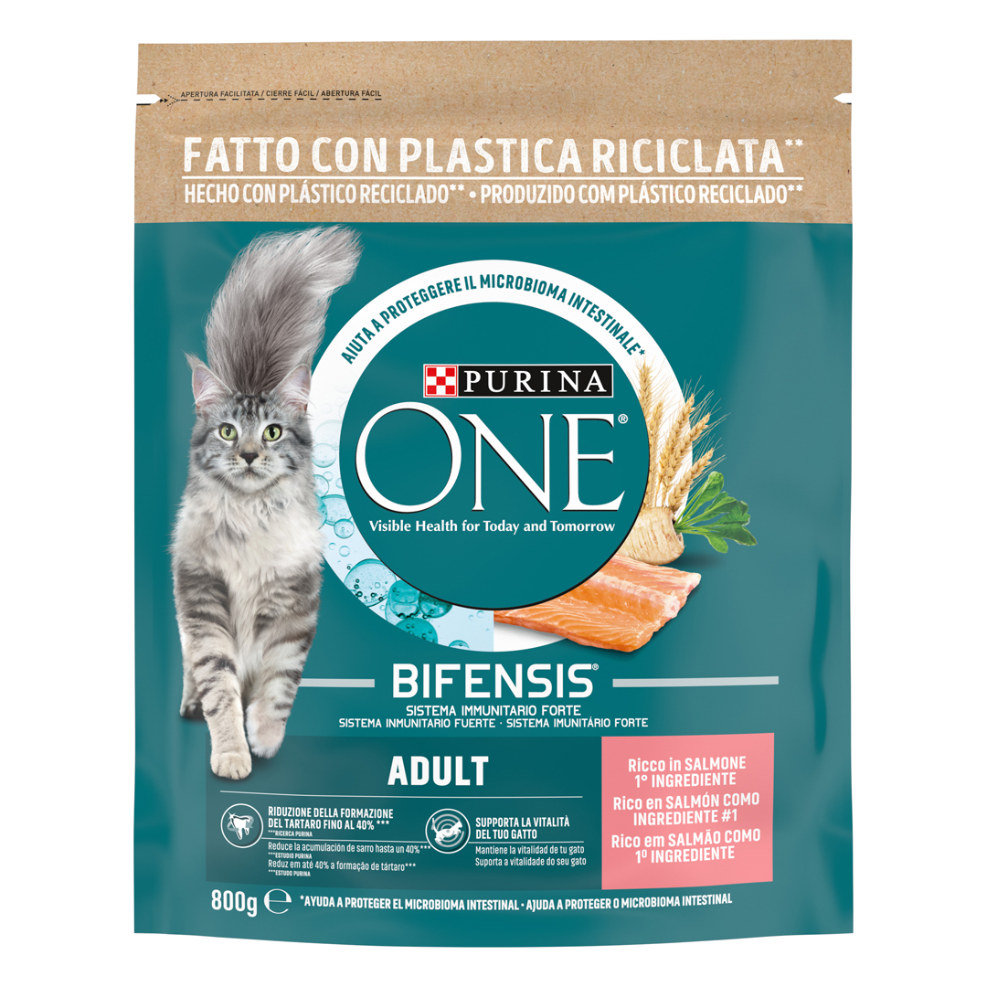 Purina One Bifensis droogvoer met zalm en volkoren granen voor volwassen katten 800 GR