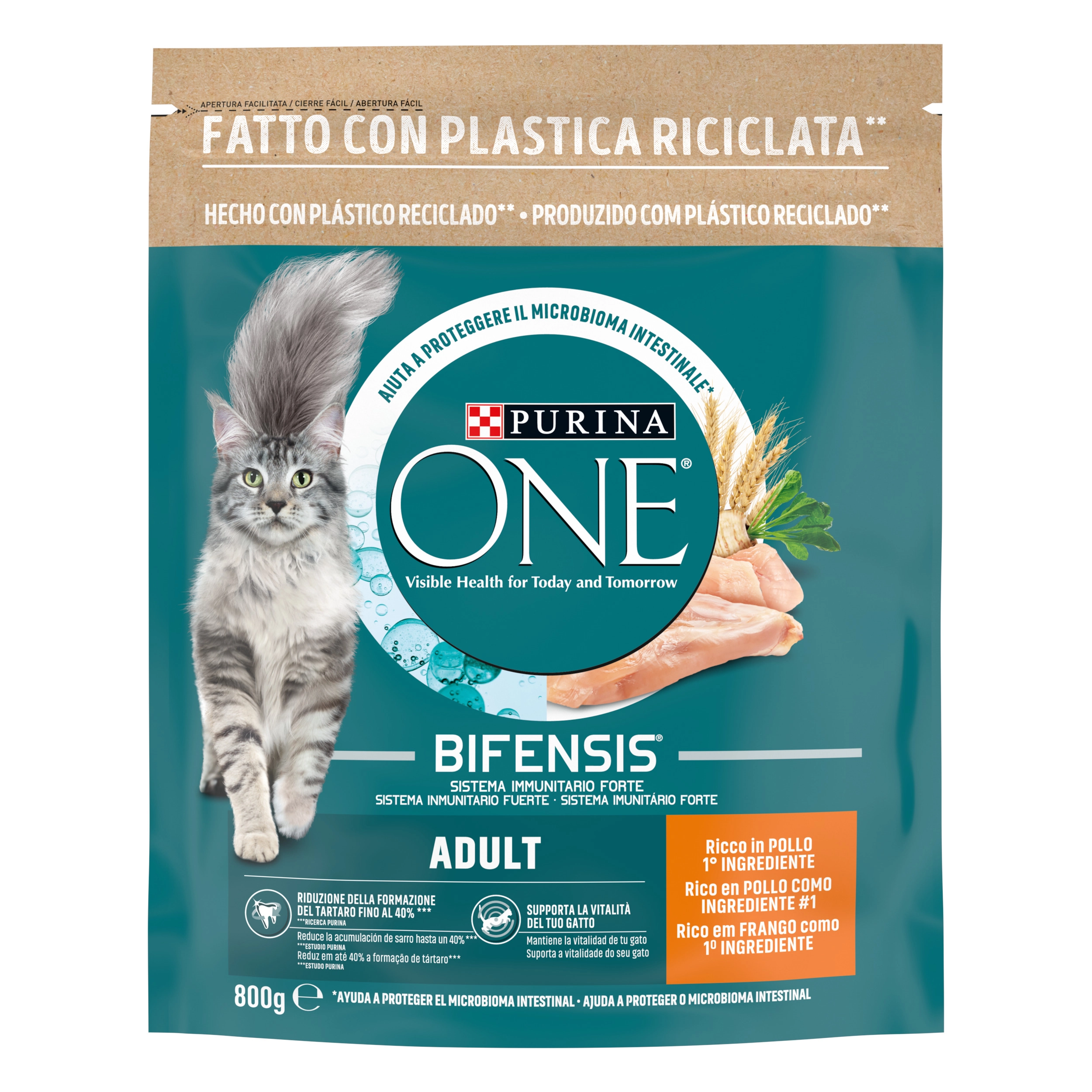 Purina One Bifensis droogvoer voor volwassen katten met kip en volkoren granen 800 GR