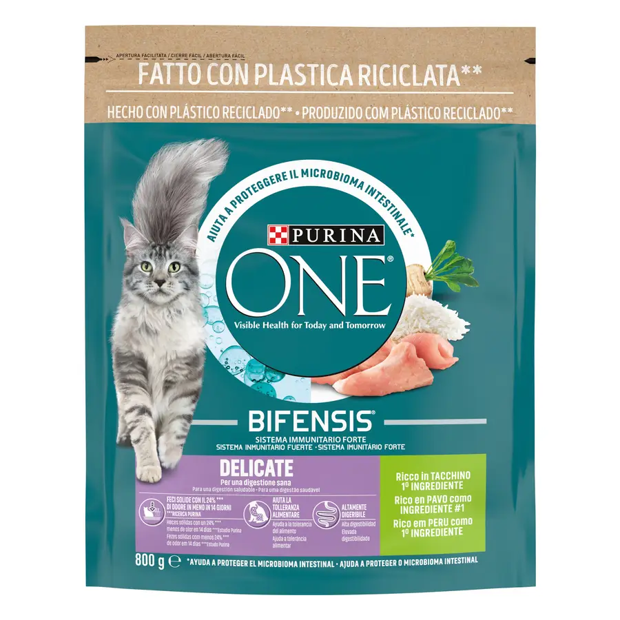 Purina One Bifensis Delicate kattenbrokken met kalkoen en rijst voor een gevoelige spijsvertering 2,8 KG