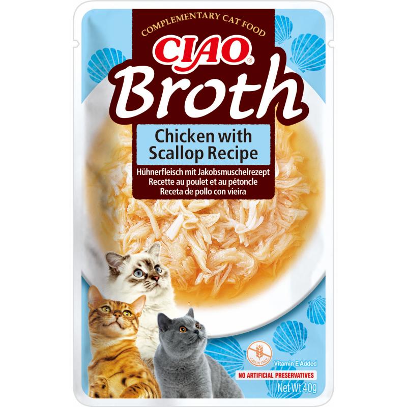 Churu snack met kippenbouillon en sint-jakobsschelp voor katten 50 GR