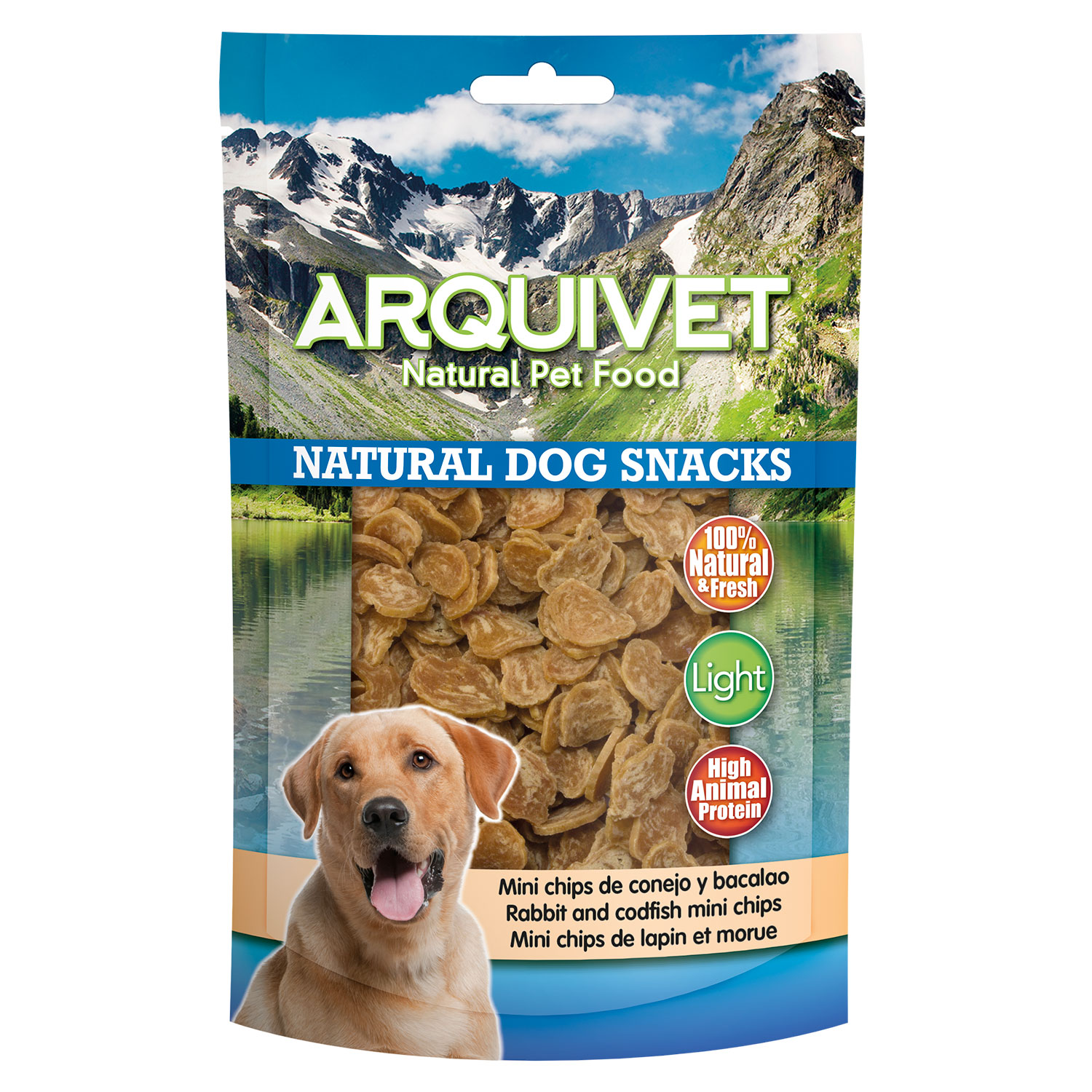 Arquivet Natuurlijke snack voor honden: mini-chips met konijn en kabeljauw 1 Kg