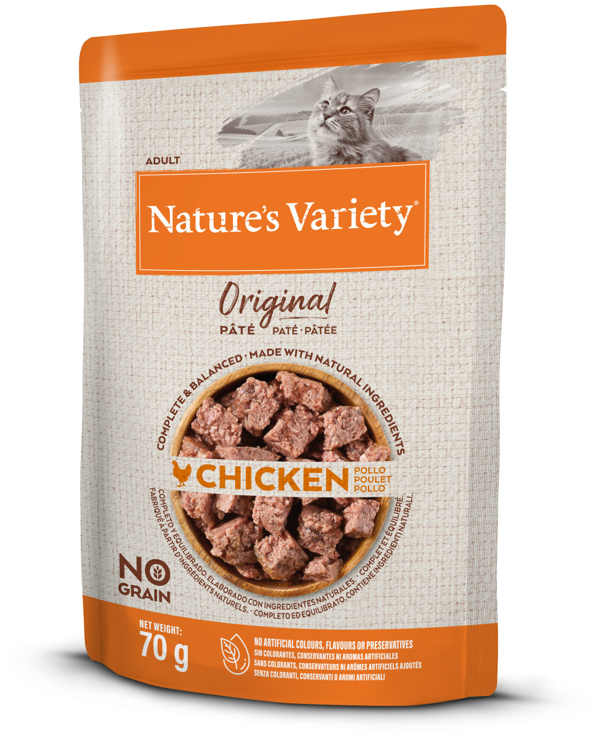 Nature's Variety Original No Grain natvoer met kip voor katten 70 GR