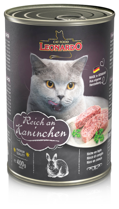 Leonardo Natvoer rijk aan konijn voor katten 6x200 gr