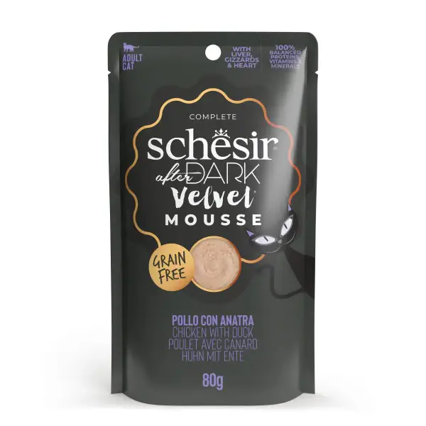 Schesir After Dark natvoer met kip en eend in mousse voor katten 80 GR