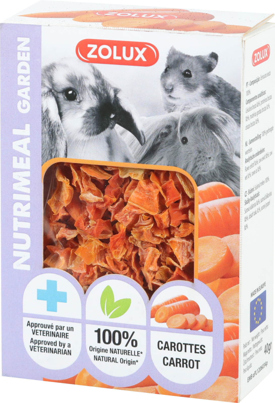 Zolux Nutrimeal Garden wortelsnack voor knaagdieren 40 GR