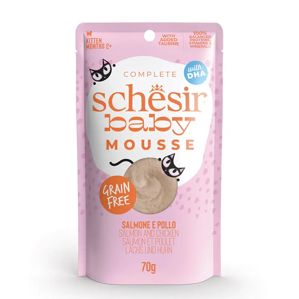 Schesir Volledig natvoer als mousse met kip en zalm voor kittens 70 GR