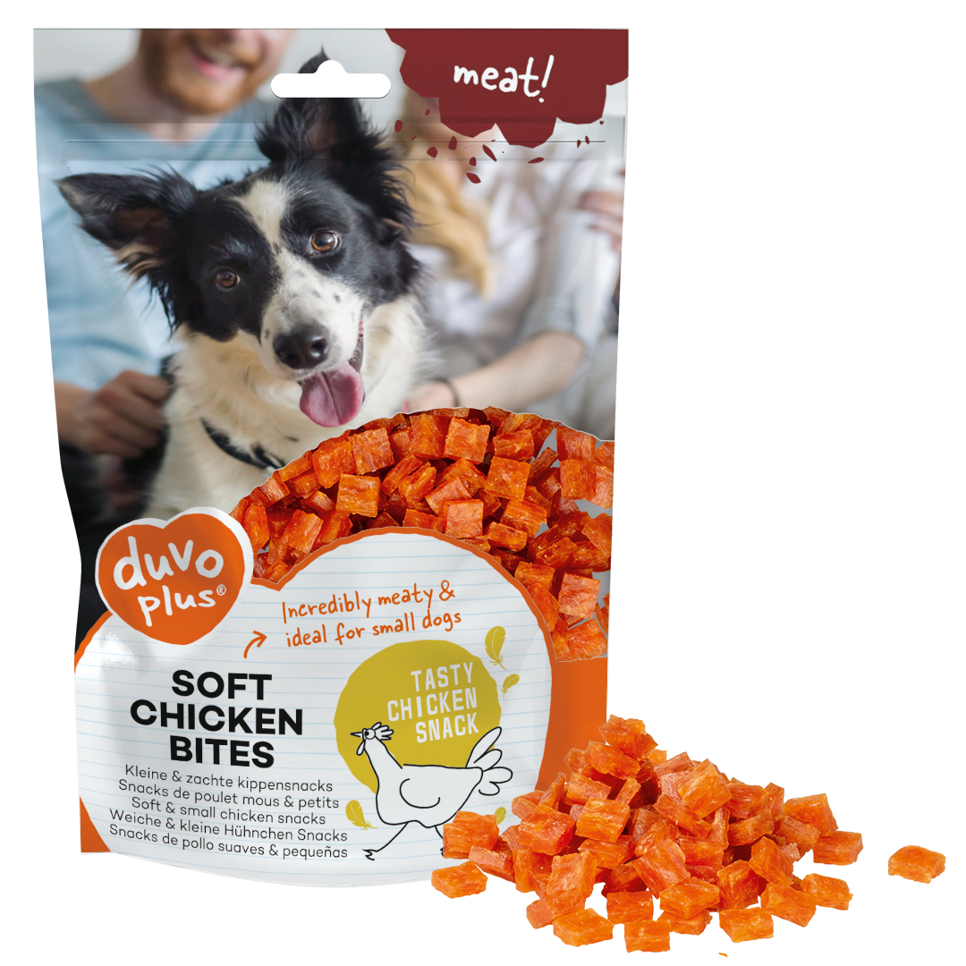 Duvo Plus Meat! snacks voor honden – zachte mini-kipblokjes 180 GR