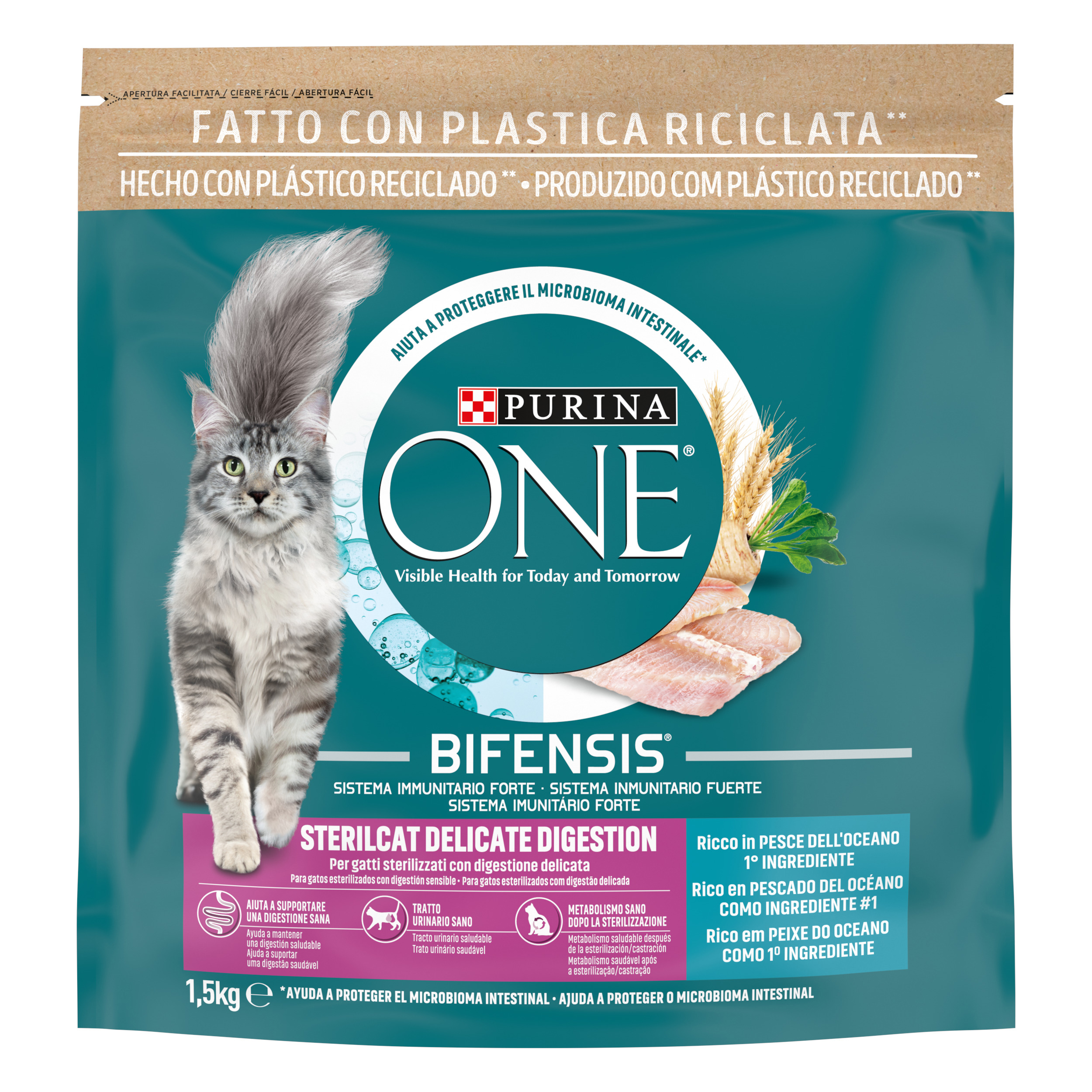 Purina One Bifensis Delicate droogvoer met vis voor gesteriliseerde katten 1,5 Kg