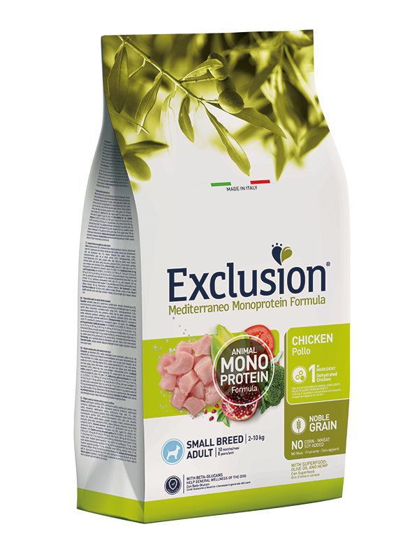 Exclusion Mediterraneo Monoprotein Noble Grain met kip voor kleine honden 2 KG