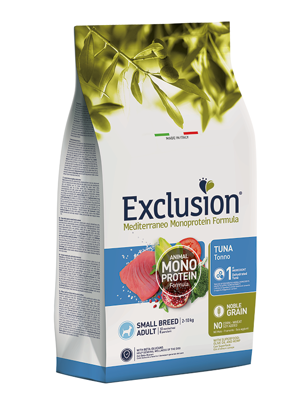 Exclusion Mediterraneo Monoprotein Noble Grain met tonijn voor kleine honden 2 KG