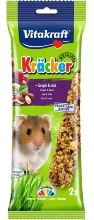 Vitakraft Knabbelsticks met druiven en walnoten voor hamsters 2x56 g