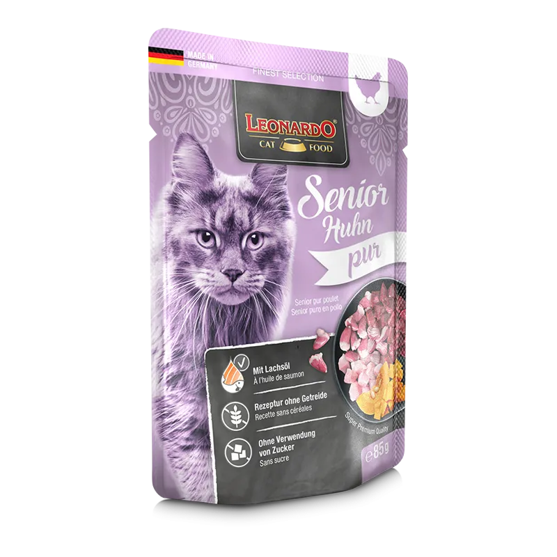Leonardo Puur natvoer met kip voor senior katten 85 gr