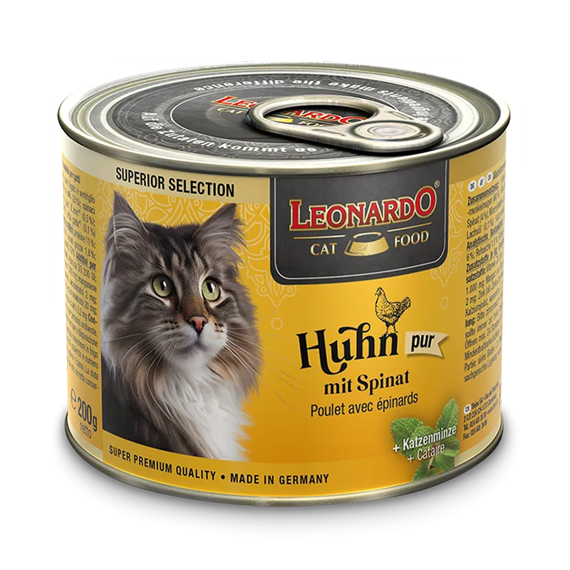 Leonardo Superieur natvoer met kip en spinazie voor katten 200 GR