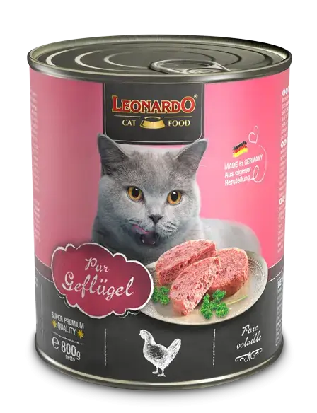 Leonardo Natvoer met puur gevogelte voor katten 800 GR