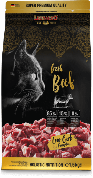 Leonardo Fresh Meat graanvrije kattenbrokken met rundvlees en vers gevogelte 4 KG