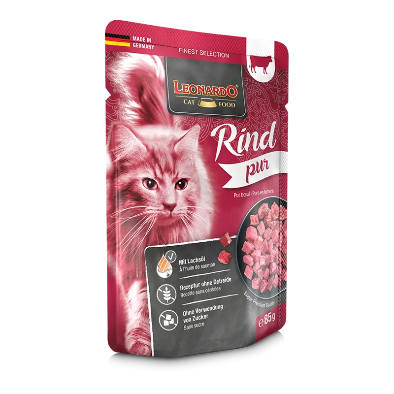 2x Leonardo Natvoer met puur rundvlees voor katten 85 gr