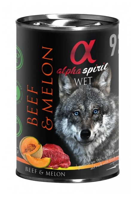 Alpha Spirit Natvoer met rundvlees en meloen 400 GR