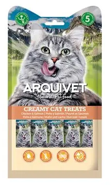 Arquivet Romige vloeibare snack met kip en zalm voor katten 5x14 gr