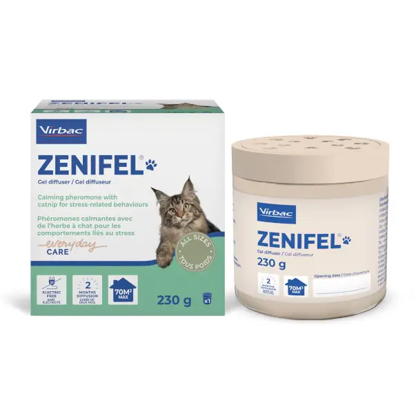 Virbac Zenifel gelverspreider met kalmerende feromonen en kattenkruid voor katten 230 GR