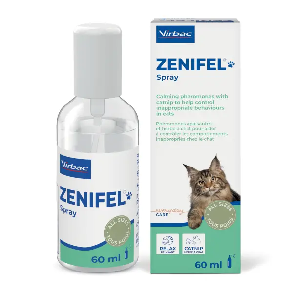 Virbac Zenifel spray met kalmerende feromonen en kattenkruid voor katten 120 GR