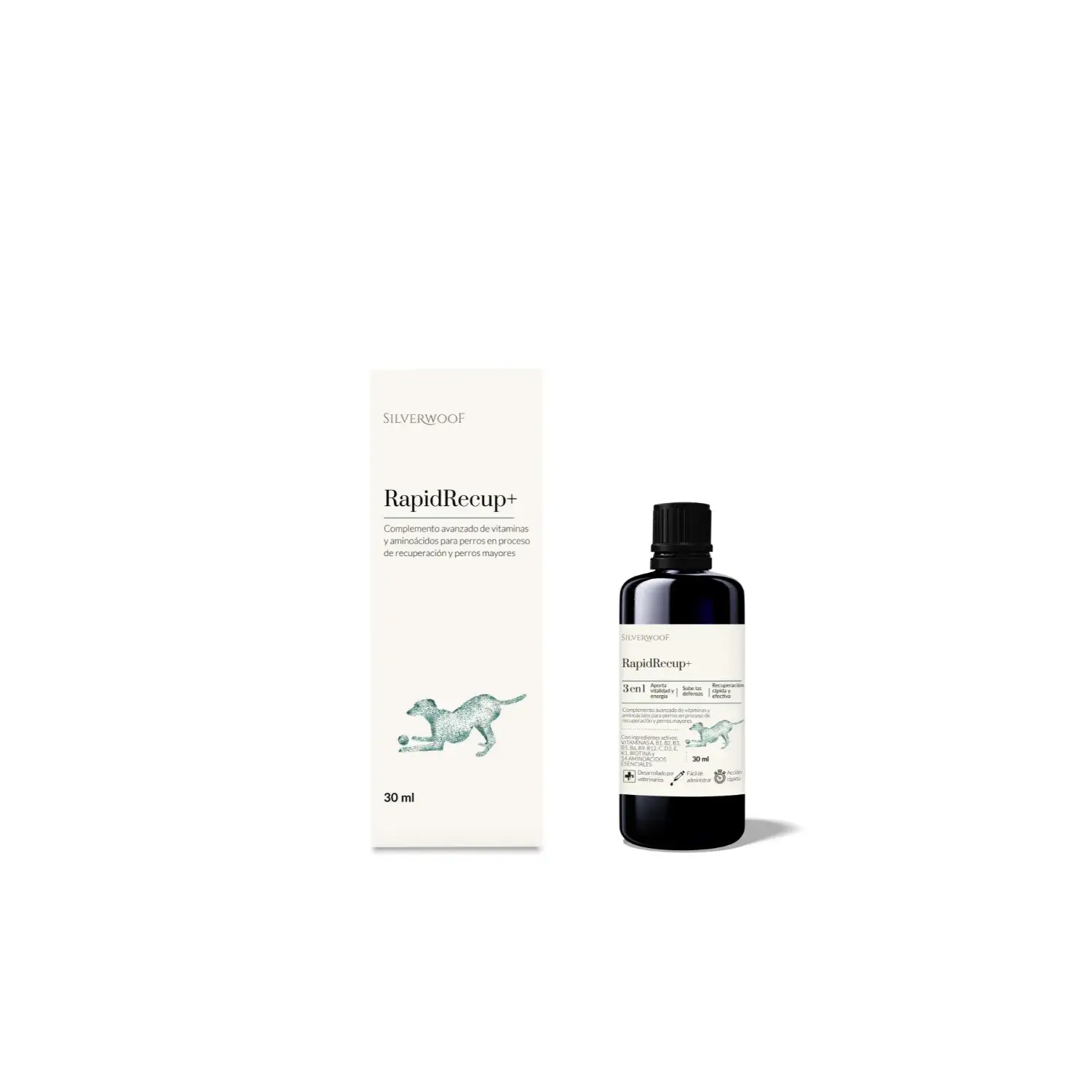Silverwoof RapidRecup+ Snel opneembare vloeibare vitaminen voor oudere honden en honden in herstel 60 ml