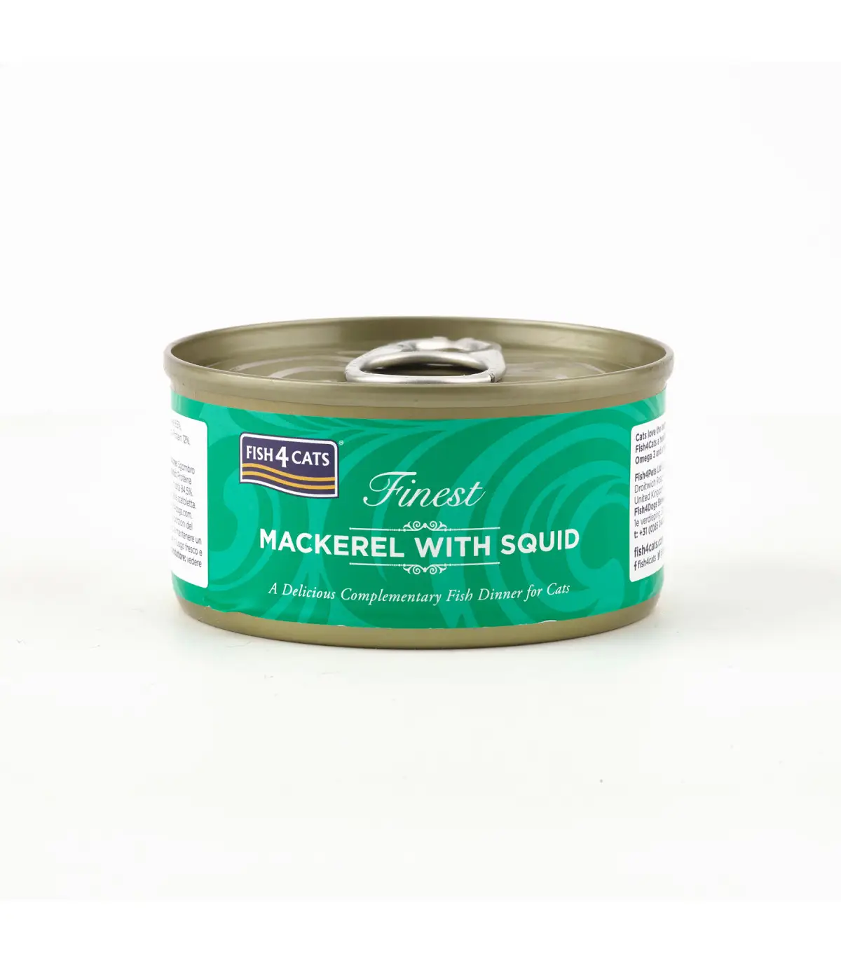 Fish4Cats Natvoer in blik met makreel en inktvis voor katten 70 GR
