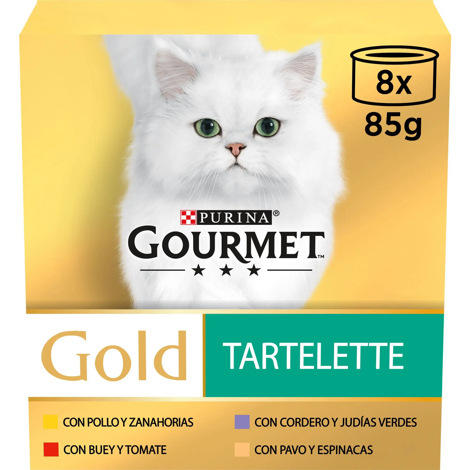 Gourmet Gold Tartelette multipack natvoer met rund, kip, kalkoen en lam voor katten 48x85 gr