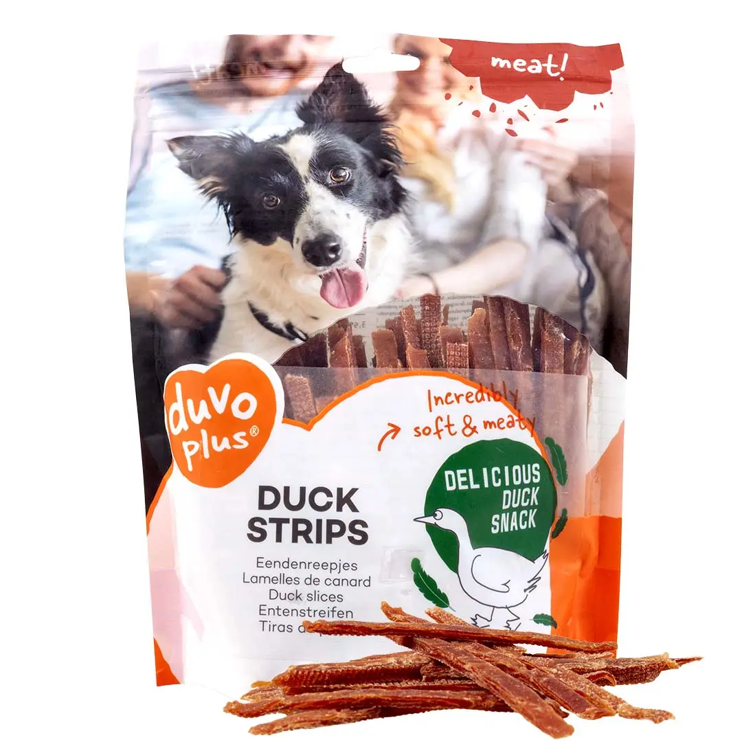 Duvo Plus Meat! snacks: eendenstrips voor honden 400 GR