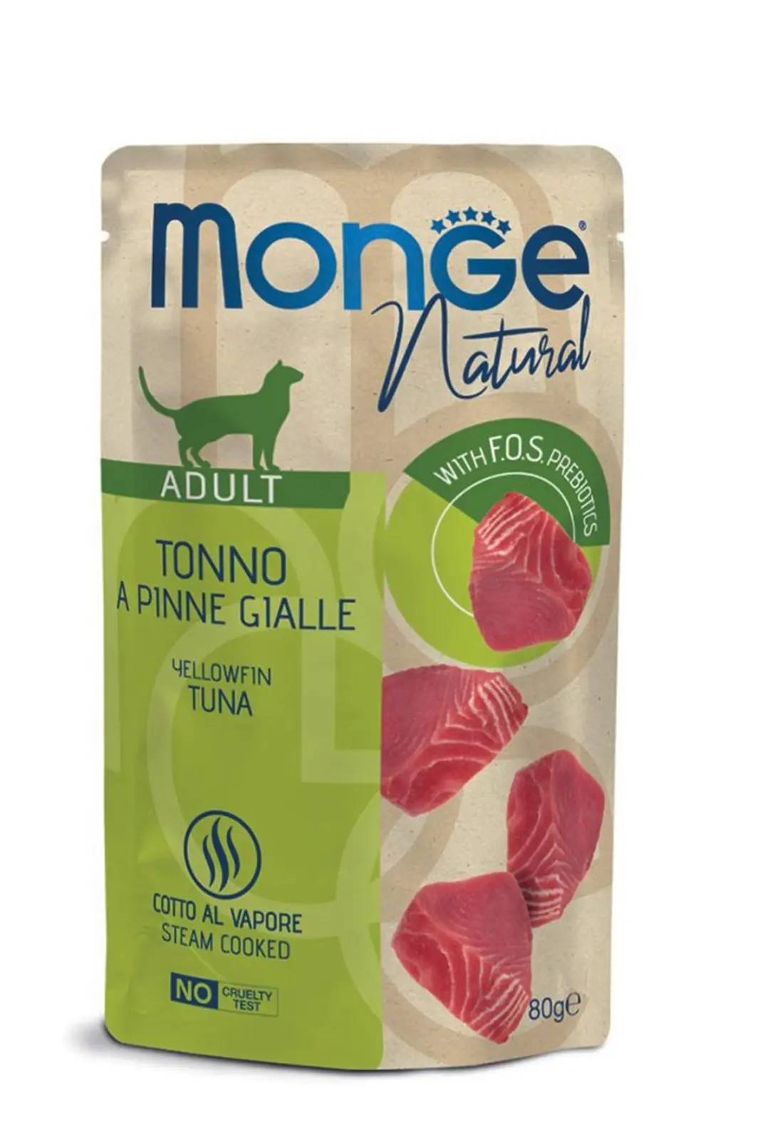 Monge Natuurlijk natvoer in maaltijdzakjes met geelvintonijn voor katten 80 GR