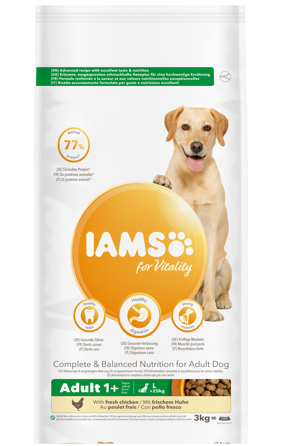 Miscota IAMS Cibo Secco Adult Pro Active per Cani Grande Taglia di Pollo