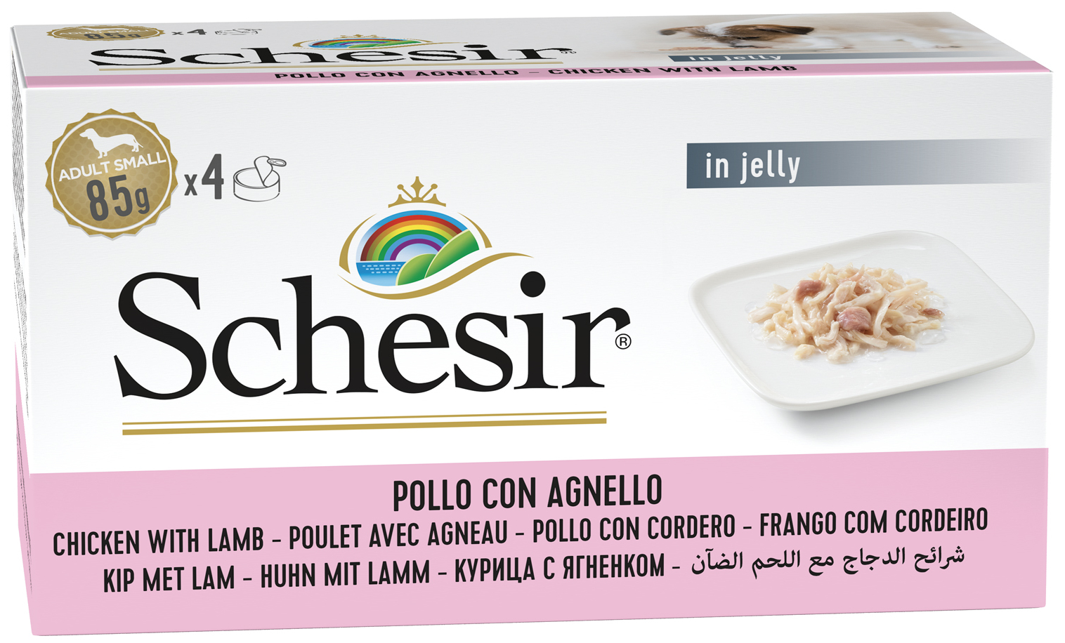 Miscota Schesir Multipack X4 Cibo Umido per Cani di Pollo con Agnello