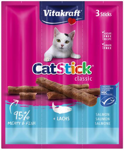 Vitakraft Cat Treat Stick Mini Salmon and Trout 18 g Pack of 20 