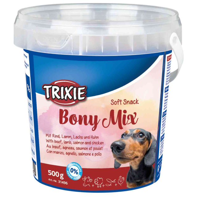 Miscota Trixie Soft Snack Bony Mix di Vitello Agnello Salmone e Pollo per Cani