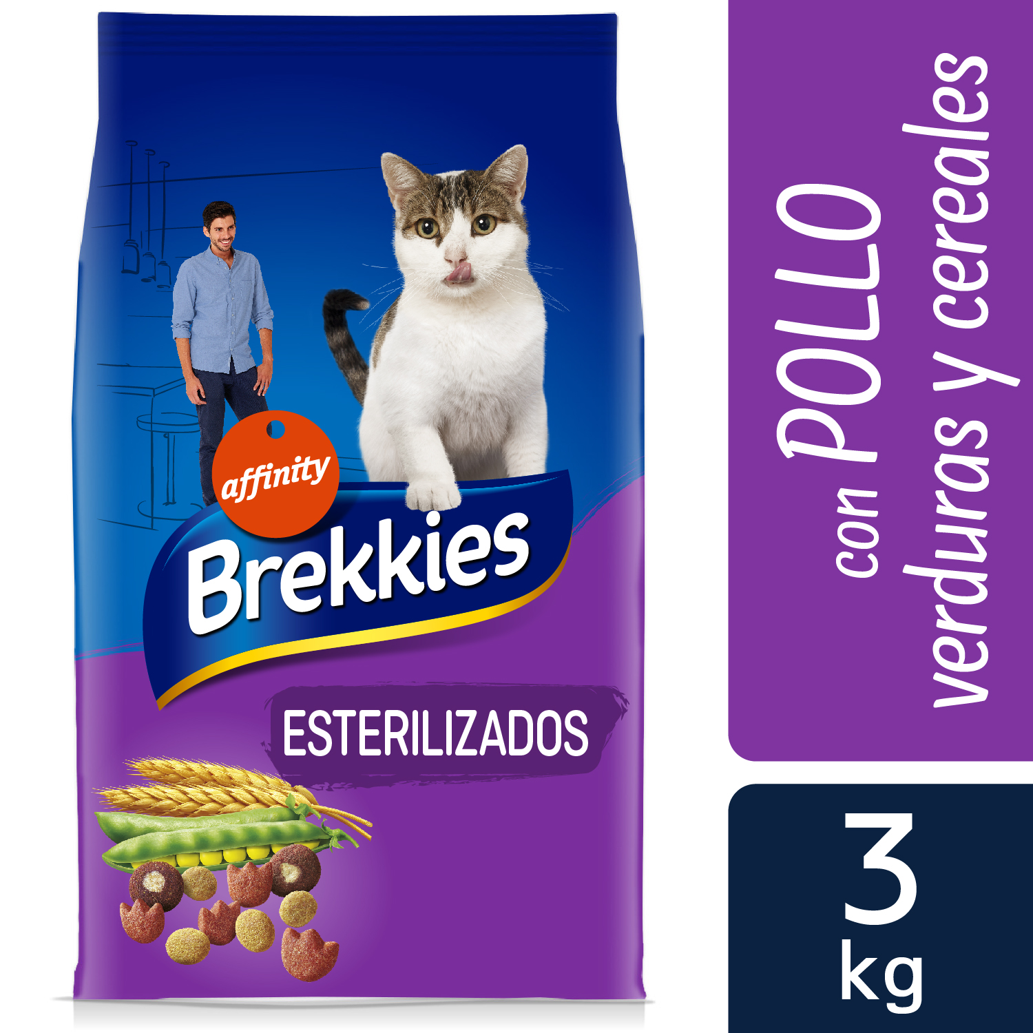 Pienso Para Gatos Esterilizados Brekkies - Con Pollo, Bajo En Grasa, Alto En Proteína - Bolsa 1.5 Kg