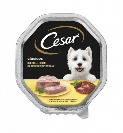 Cesar Nourriture humide pour chiens &agrave; saveur de poulet dans une cuve &agrave; p&acirc;t&eacute;