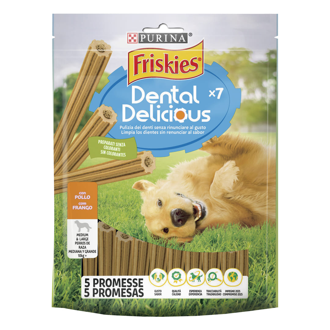 Miscota Purina Friskies Dental Delicious Masticabile per Cani Medi e Grandi di Pollo