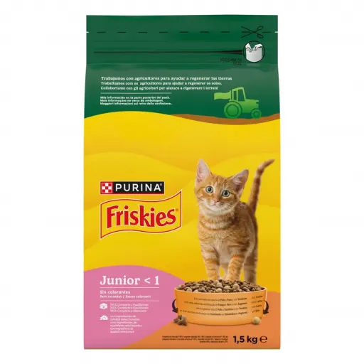 Purina Friskies Cibo Secco per Gatti Junior di Pollo, Tacchino e Ortaggi