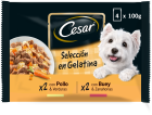 CESAR Comida Húmeda para Perros Senior Selección Carnes Mixtas en Gelatina  Multipack 4x100g